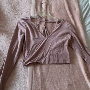 Pink long sleeve crop top